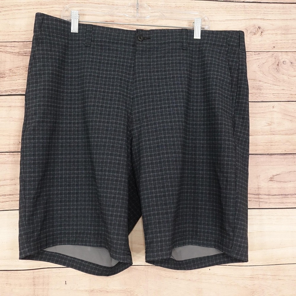 Grand Slam Shorts Mens 40 Gray Check Golf Stretch 10 Inseam Casual Summer